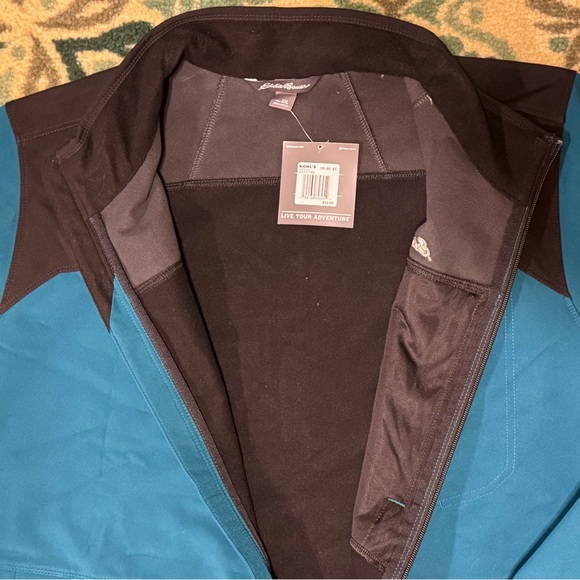 NWT $99 Men’s Eddie Bauer Point Vista Soft Shell Full Zip Jacket 2XL Teal Black - Picture 3 of 6